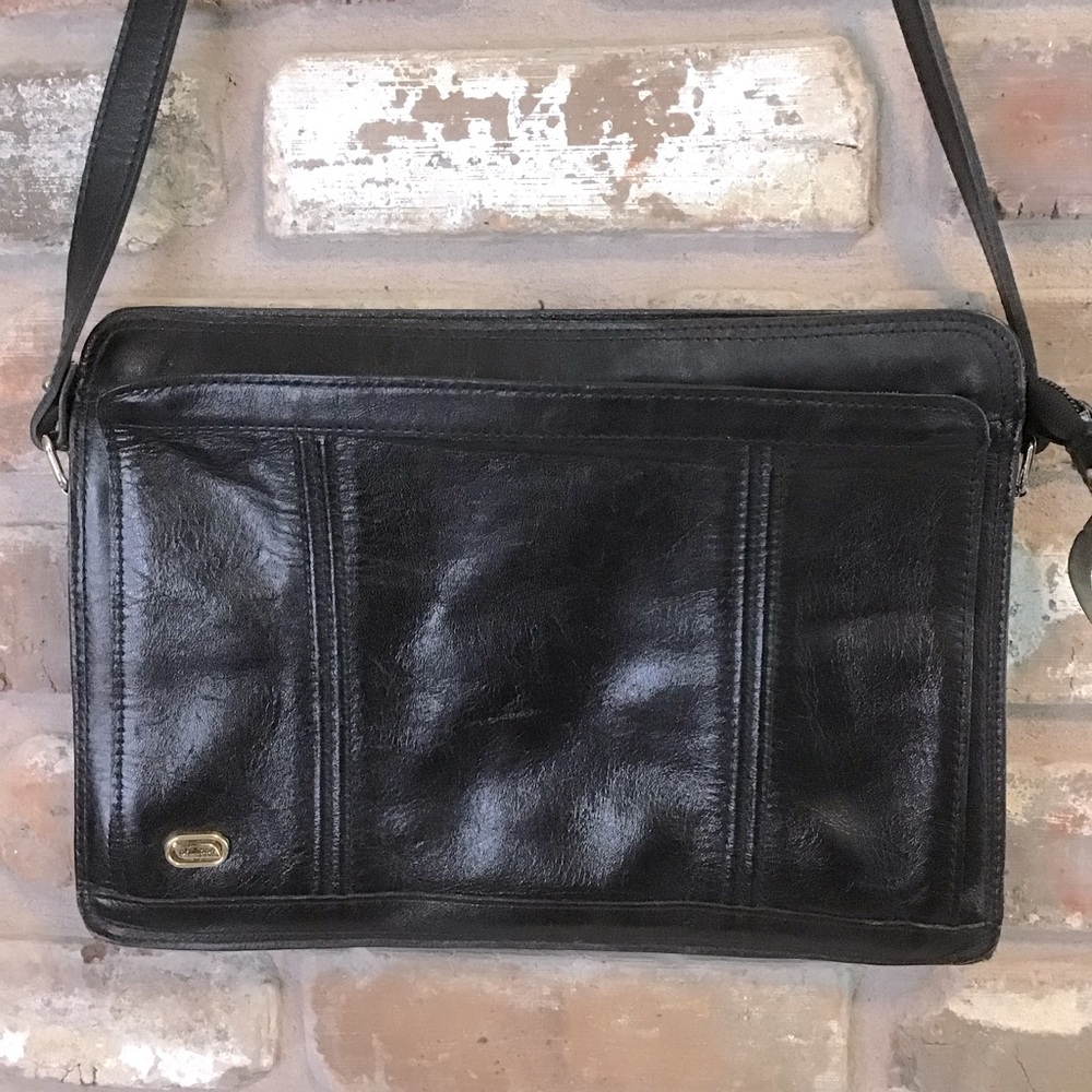 PHILLIPPE Women’s VINTAGE Business Attaché Black Leather Shoulder Bag Purse